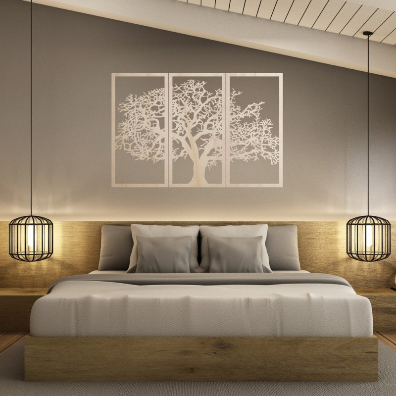 Tablou din lemn Copacul Vieții: Set de 3 panouri