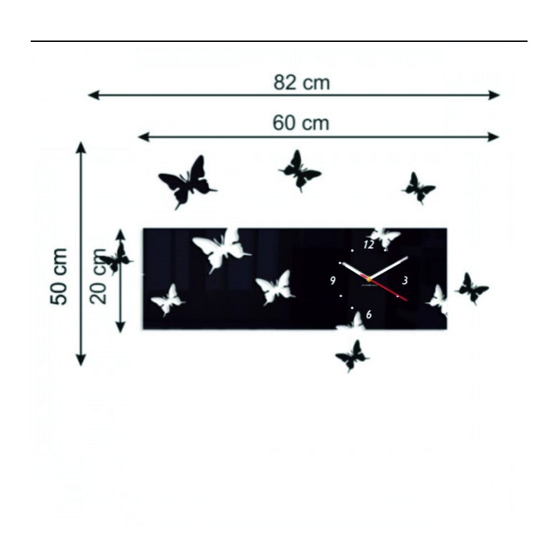 Dimensiunea ceas de perete X-Momo. Ceas de perete Desing din PMMA