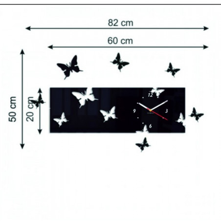 Dimensiunea ceas de perete X-Momo. Ceas de perete Desing din PMMA Dimensiunea ceas de perete X-Momo. Ceas de perete Desing din PMMA