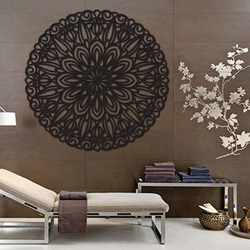 Mandala din lemn sculptat pentru perete floare de timp - ORIN