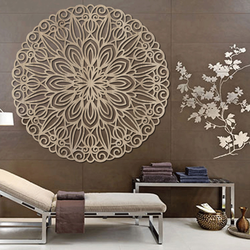 Mandala din lemn sculptat pentru perete floare de timp - ORIN
