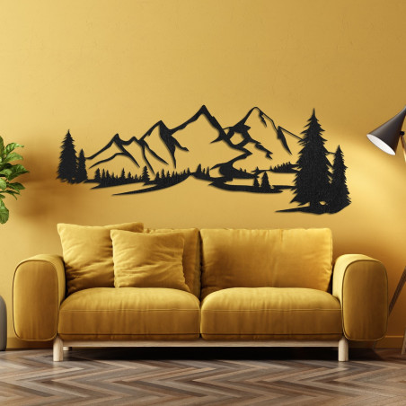 Decor de perete din lemn - Panoramă de munte