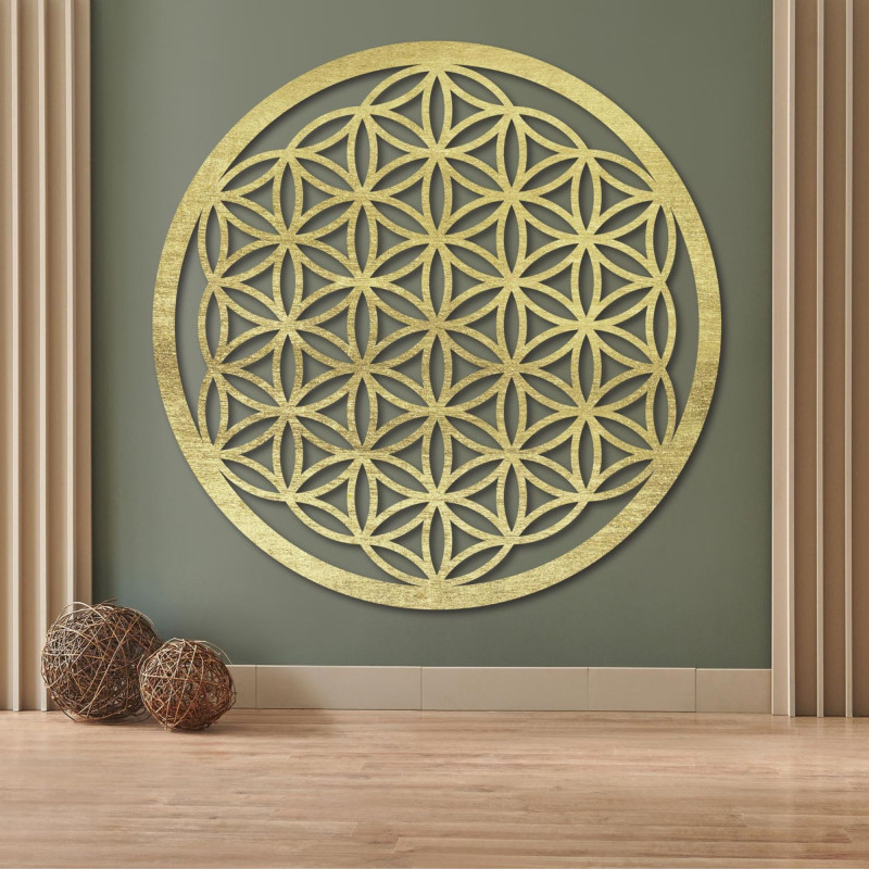 Mandala artă de perete din lemn - Floare de viață