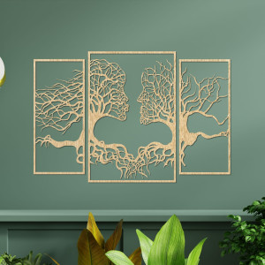 Pictură pompoasă pe perete de fețe și copaci, pictură de perete modernă, pictură pentru camera de zi 2