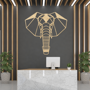 Decor de perete din lemn cu cap de elefant - ROYON 2