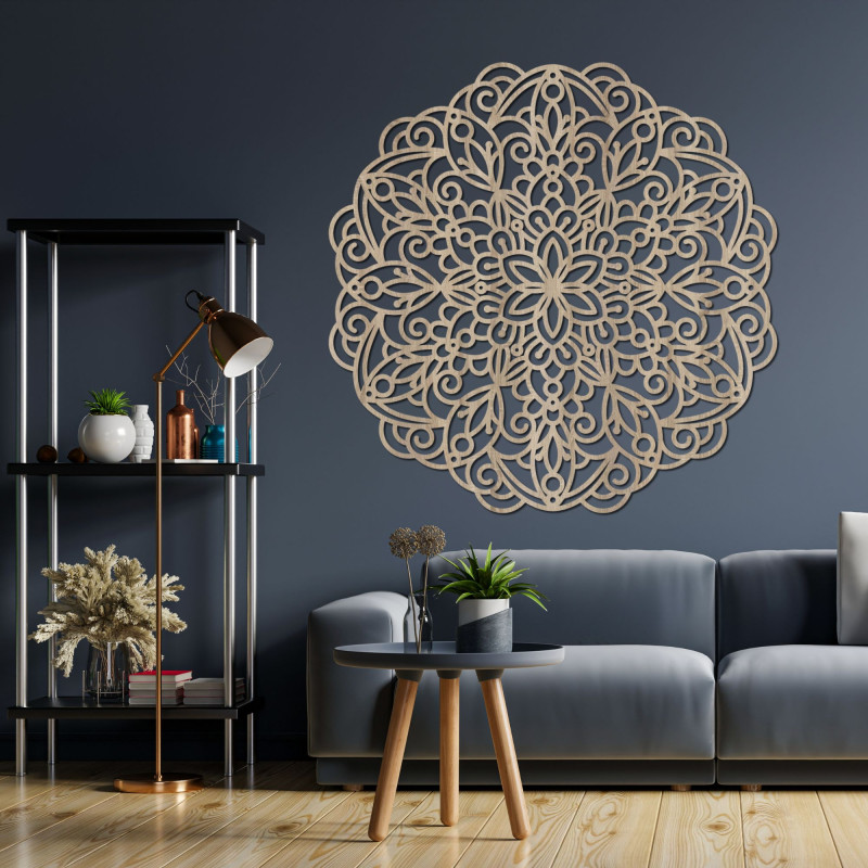Mandala mare din lemn, pictură murală - MELLANY