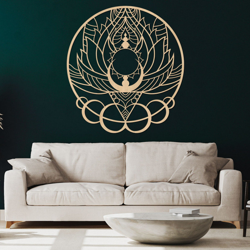 Mandala decorativă artistică din lemn, floare...