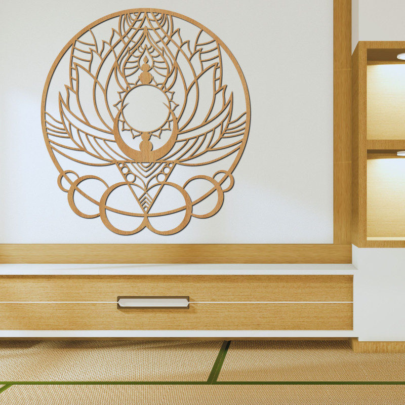 Mandala decorativă artistică din lemn, floare...