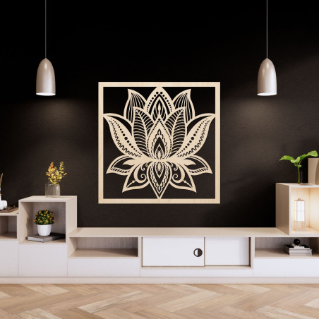 Mandala floare de lotus design de perete pătrat - ALAKSTRA