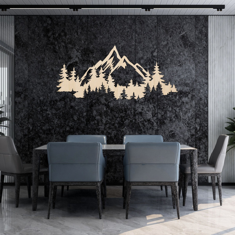 Decor modern de perete din lemn munți și pădure - CEADER