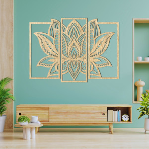 Decor impresionant din lemn cu flori de lotus - PURUS 2