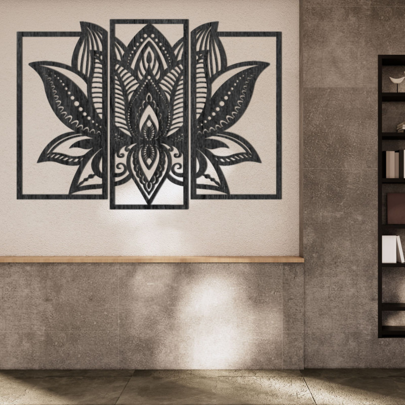 Decor impresionant din lemn cu flori de lotus - PURUS