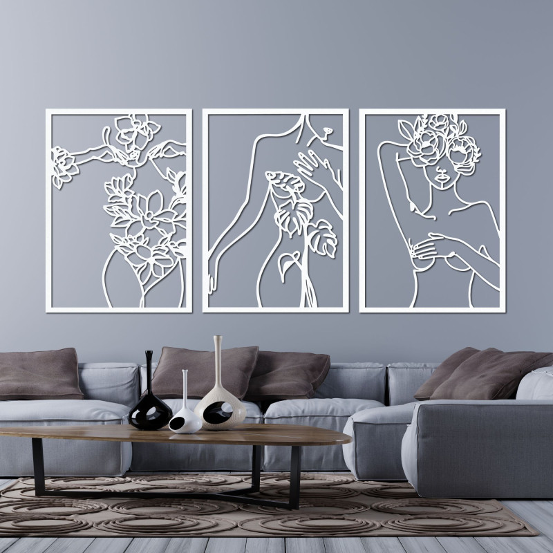 Tablou modern pentru femei cu flori, set din trei piese - ELEGANCE