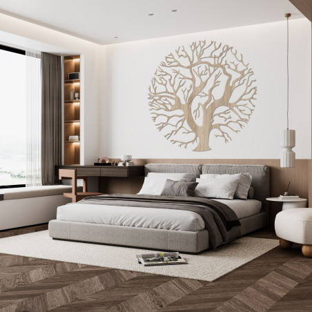 Pictură pe lemn Pomul Vieții - simbol al armoniei și familiei