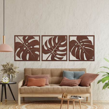 Tablou Monstera din lemn – Decorațiune de perete din 3 piese Tablou Monstera din lemn – Decorațiune de perete din 3 piese
