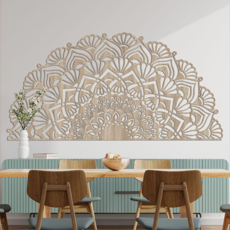 Jumătate de mandala unică din lemn pentru perete - MENSIS