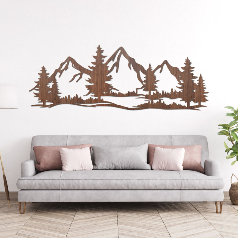 Decor de perete din lemn munți și pădure - ALPIUM
