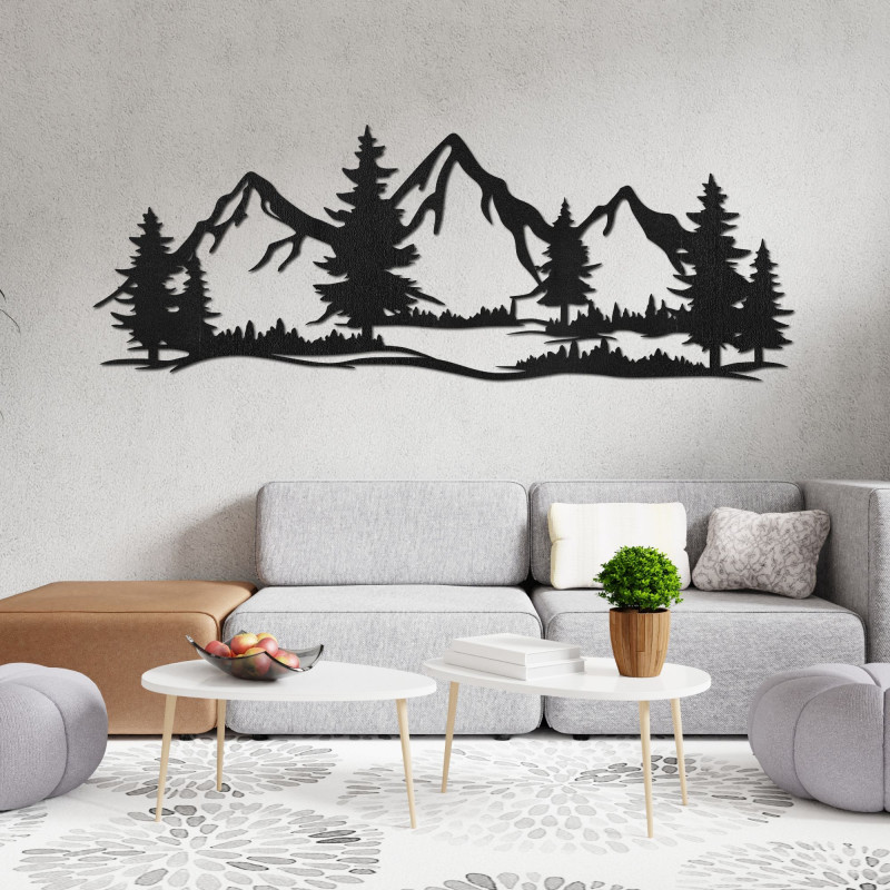 Decor de perete din lemn munți și pădure - ALPIUM
