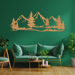Decor de perete din lemn munți și pădure - ALPIUM