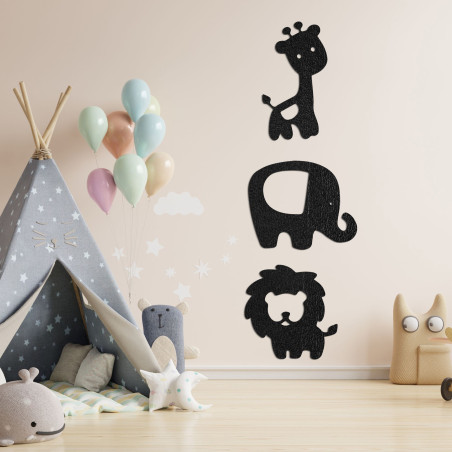 Decor din lemn elefant, leu, girafă - SAFARI