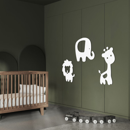 Decor din lemn elefant, leu, girafă - SAFARI