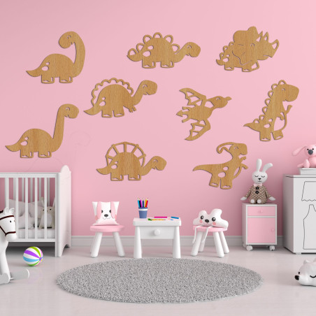 Tablou din lemn pentru camera copiilor dinozauri - TERESEK