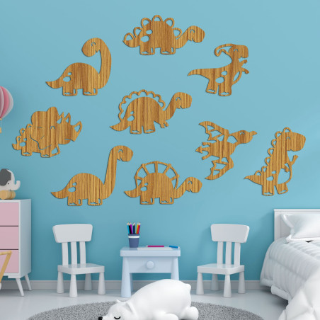 Tablou din lemn pentru camera copiilor dinozauri - TERESEK