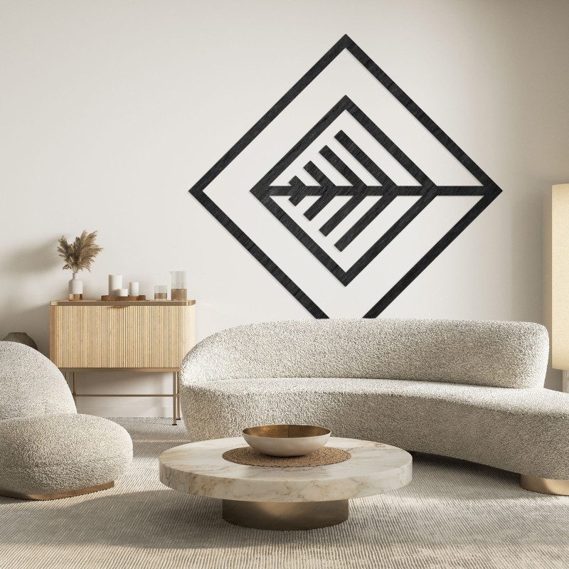 Decor din lemn pătrat cu frunze - ATALY