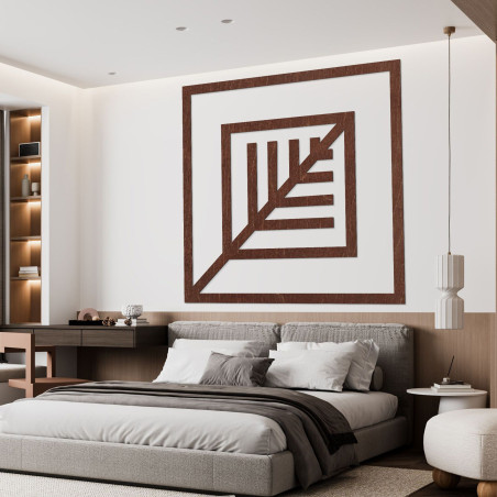 Decor din lemn pătrat cu frunze - ATALY