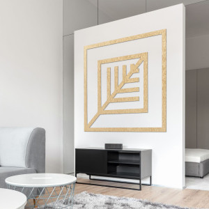 Decor din lemn pătrat cu frunze - ATALY 2