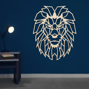 Decorațiuni de perete din lemn silueta geometrică a unui leu - LEONIS