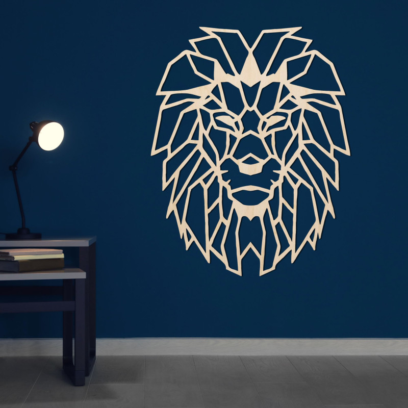 Decor geometric de perete din lemn cu siluetă de leu - LEONIS