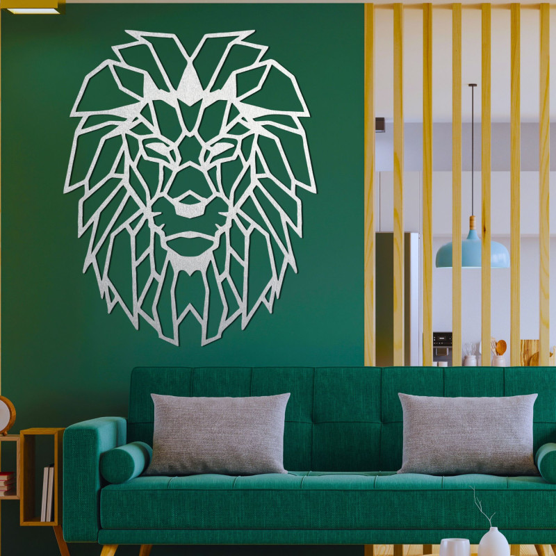 Decor geometric de perete din lemn cu siluetă de leu - LEONIS