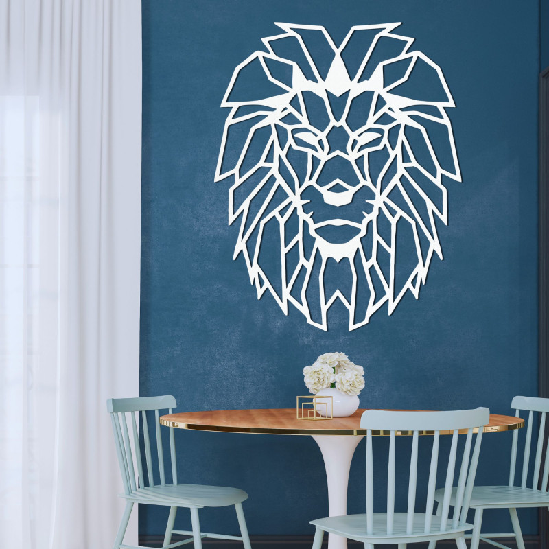 Decor geometric de perete din lemn cu siluetă de leu - LEONIS