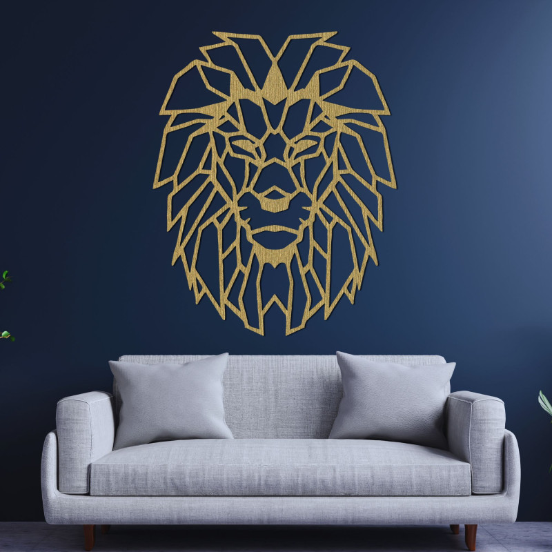 Decor geometric de perete din lemn cu siluetă de leu - LEONIS