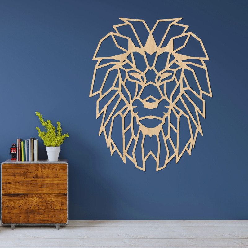 Decorațiuni de perete geometrice din lemn cu cap de leu - LEONART