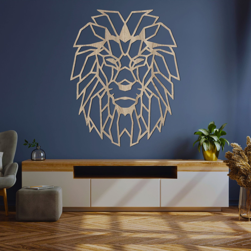 Decorațiuni de perete geometrice din lemn cu cap de leu - LEONART