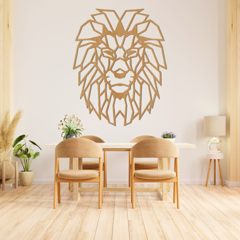 Decorațiuni de perete geometrice din lemn cu cap de leu - LEONART