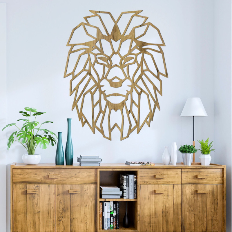 Decorațiuni de perete geometrice din lemn cu cap de leu - LEONART