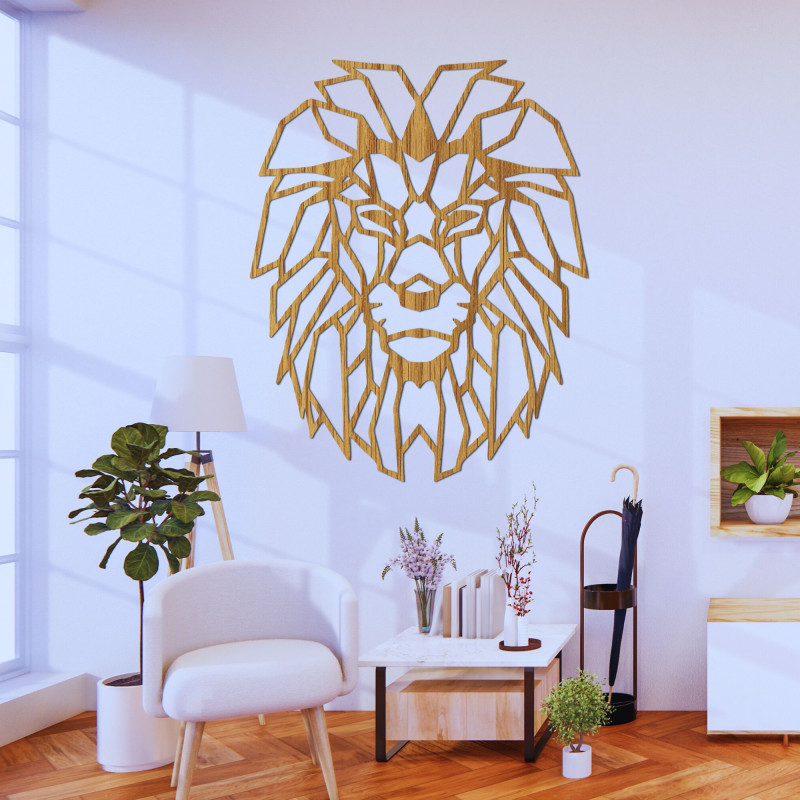 Decorațiuni de perete geometrice din lemn cu cap de leu - LEONART