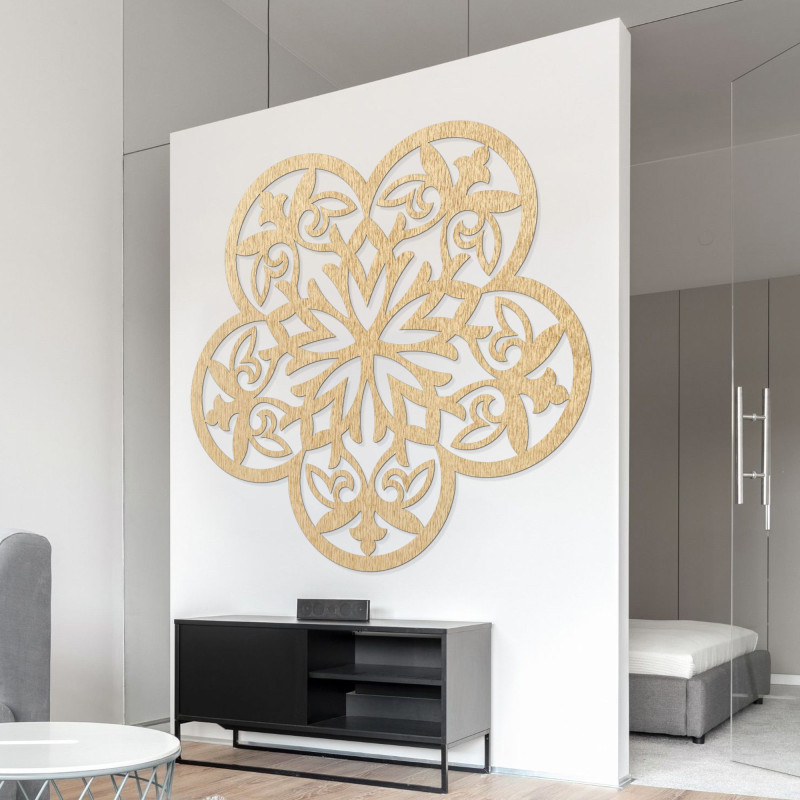 Decor de perete din lemn mandala floare tăcută - FLORIVA