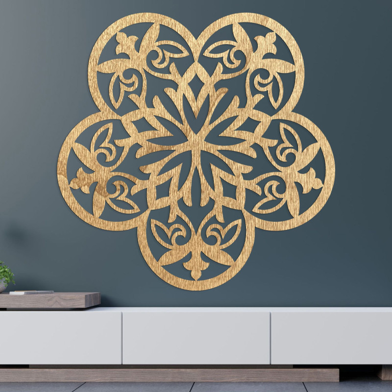 Decor de perete din lemn mandala floare tăcută - FLORIVA