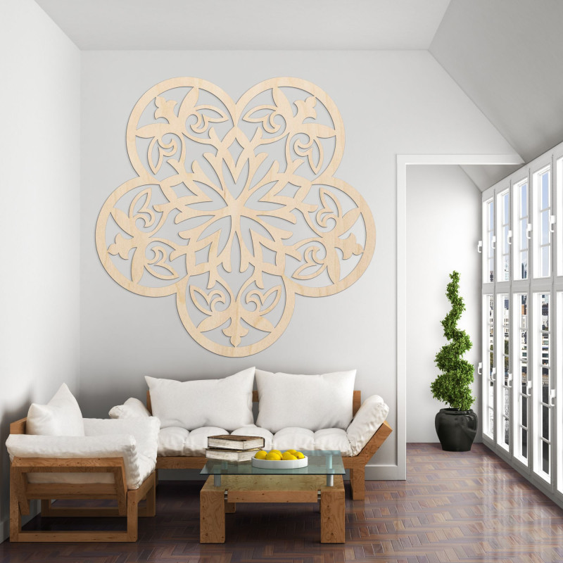 Decor de perete din lemn mandala floare tăcută - FLORIVA