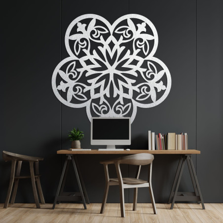 Decor de perete din lemn mandala floare tăcută - FLORIVA