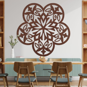 Decor de perete din lemn mandala floare tăcută - FLORIVA