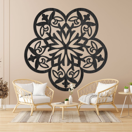Decor de perete din lemn mandala floare tăcută - FLORIVA