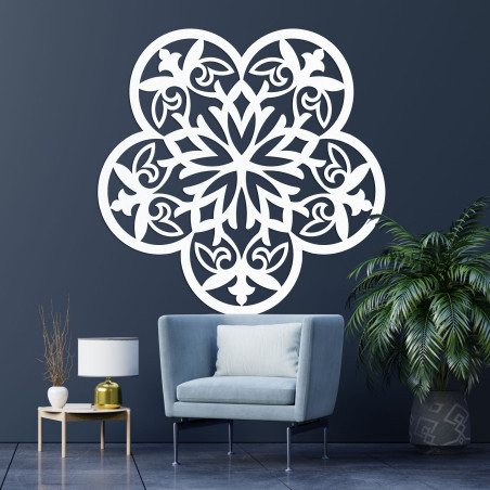 Decor de perete din lemn mandala floare tăcută - FLORIVA