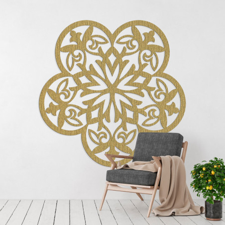 Decor de perete din lemn mandala floare tăcută - FLORIVA