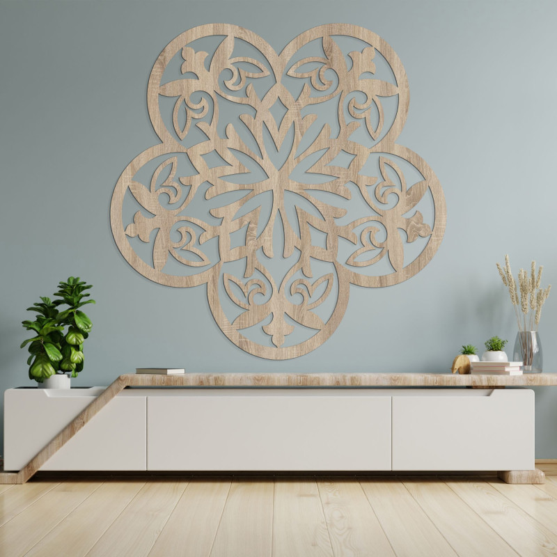 Decor de perete din lemn mandala floare misterioasă - AURELIA