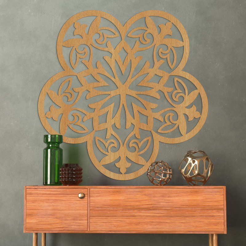 Decor de perete din lemn mandala floare misterioasă - AURELIA